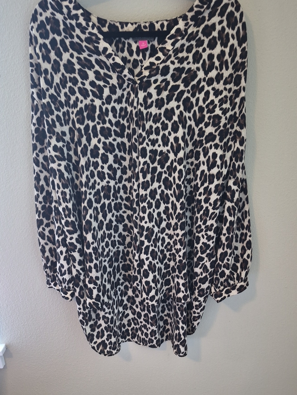 Leopard Print Women’s Blouse - Neutral Beige and Black. Vince Camuto